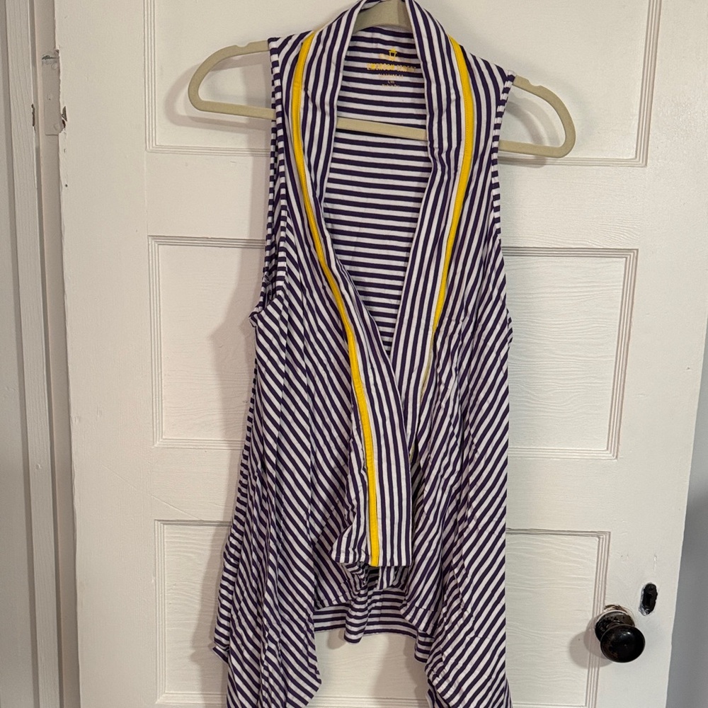 Purple,White, and Yellow Striped vest